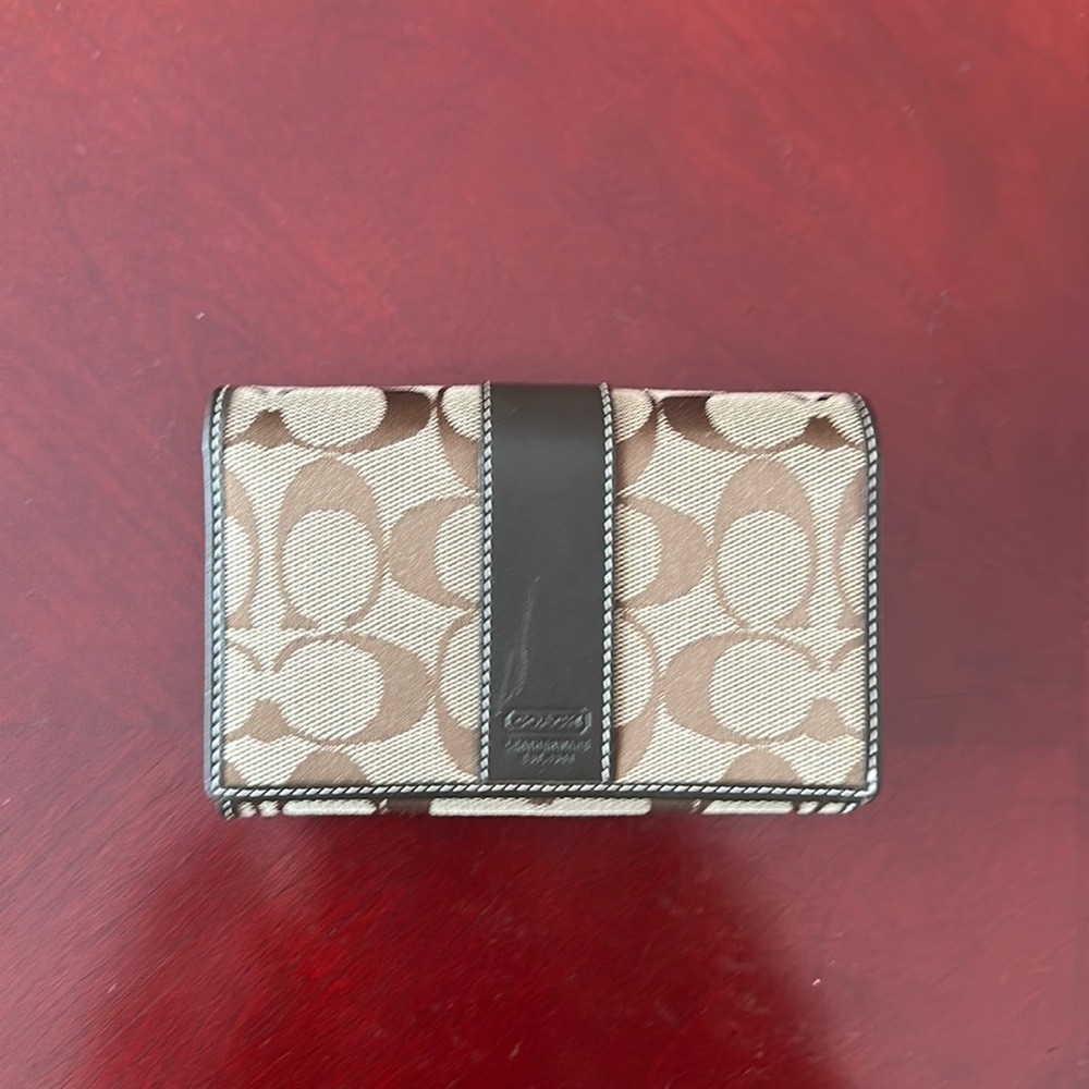Coach Brown/Tan Canvas Wallet.